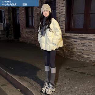 米白色云朵泡芙羽绒服女2025冬季新款宽松加厚保暖白鸭绒显瘦外套