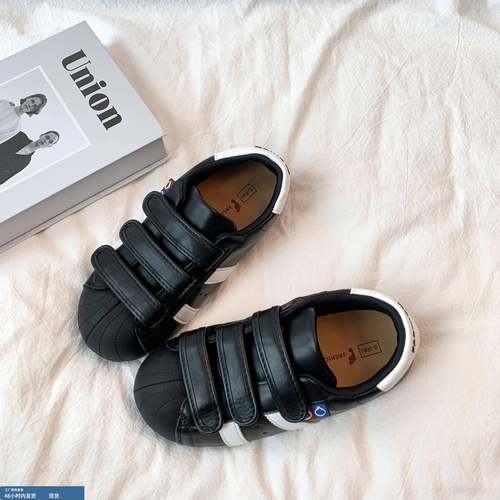 软羊皮~黑色德训鞋女夏季小黑鞋厚底面包鞋魔术贴运动鞋休闲板鞋