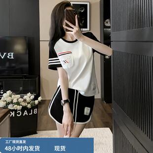 2026夏新款小个子减龄显瘦遮肉洋气时尚休闲运动跑步短袖套装裤女
