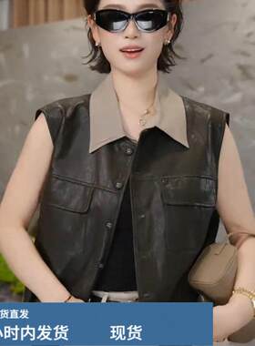 PU陂短马甲女2026新款小