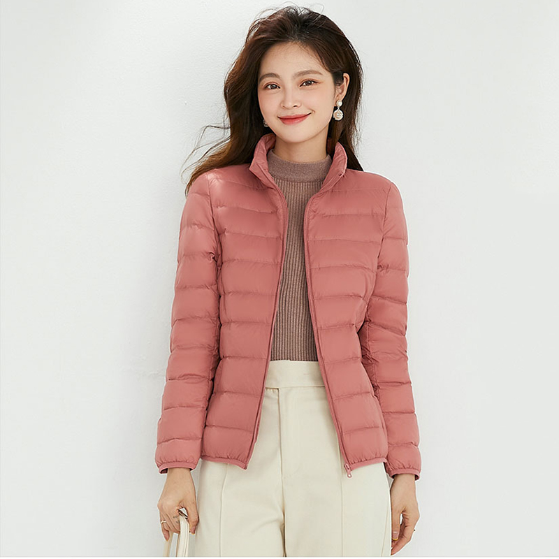 2025秋冬新款女士轻薄款立领羽绒服短款时尚羽绒外套大码女装潮