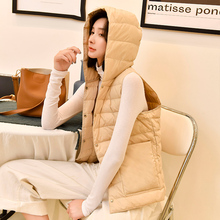 2020反季女中长款羽绒马甲无袖连帽时尚羽绒服背心内胆保暖韩版潮