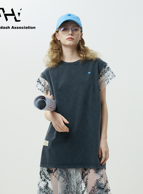 AHA爱侈艾·【徐艺洋同款】甜美少女风蕾丝拼接廓形半身裙罩裙T恤