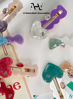 AHA爱侈艾·爱心波浪甜美少女可爱亮晶晶装饰边夹发卡