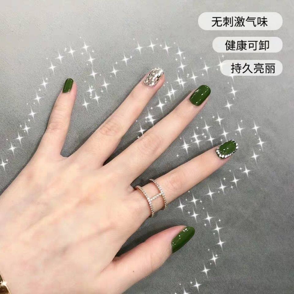 甲油胶网红流行色裸透绿色甲油胶2019年新色小红书牛油果绿美甲胶