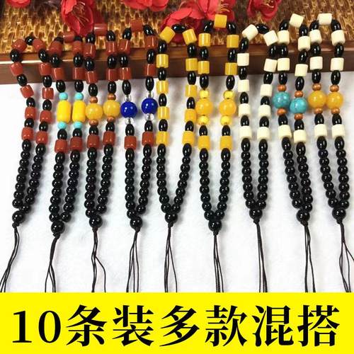 天然琥珀蜜蜡鸡油黄白花蜜绳