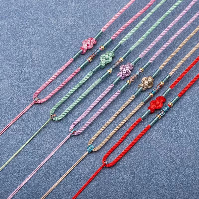 手工编织吊坠项链绳可调节细款翡翠玉佩平安扣挂脖水晶黄金饰品绳