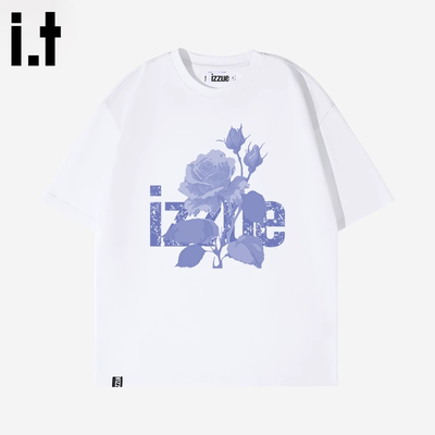 i.t izzue美式圆领短袖纯棉T恤男2025夏款32支双纱重磅全棉情侣TA