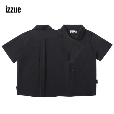 i.t izzue官方新款潮牌衬衫男式黑色翻领短袖2025年夏新款A