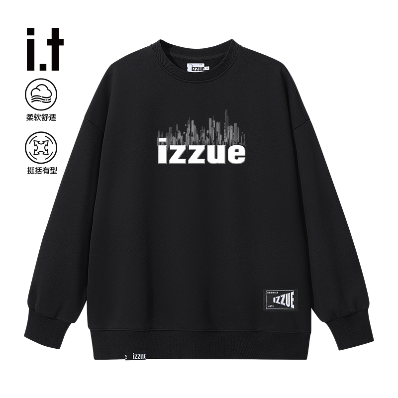 itizzue黑色男士卫衣宽松长袖