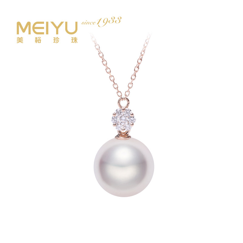 美裕 金18K海水珍珠链坠 9-9.5mm白 K红 111438