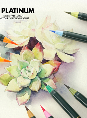 日本PLATINUM白金CF-88毛笔彩色软头笔绘画水彩笔小楷练字美术设计绘画贺卡制作软毛笔