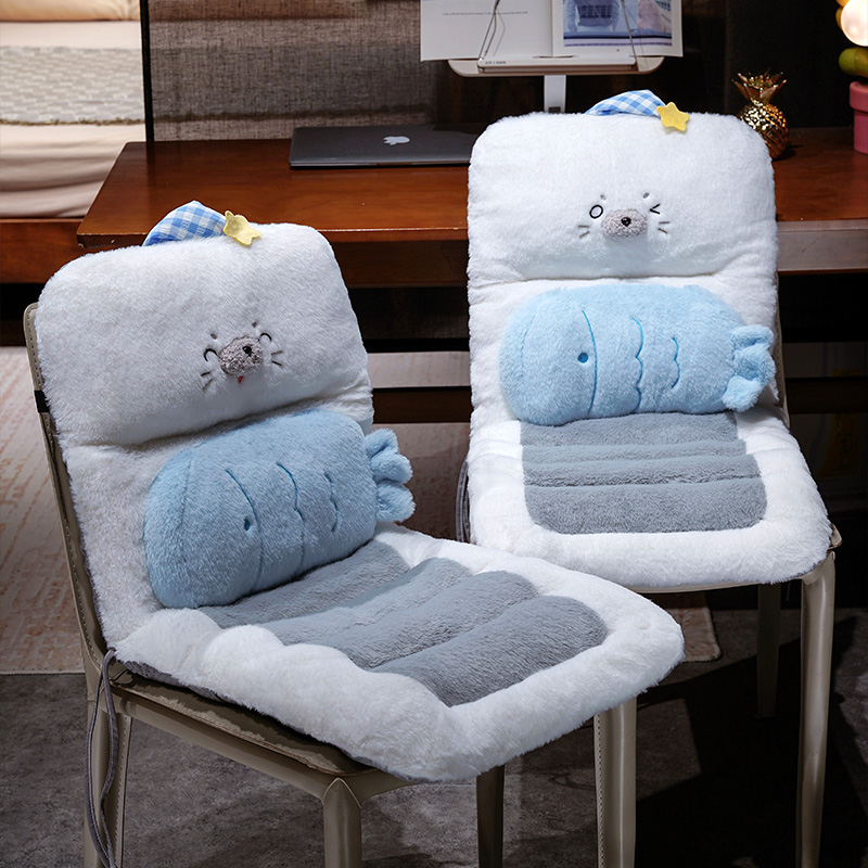 可爱卡通海豹毛绒椅垫冬季保暖垫