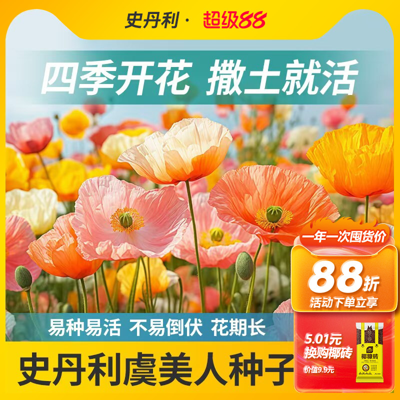 史丹利虞美人花种子混色雪莉冰岛重瓣花籽盆栽易活室内外四季开花