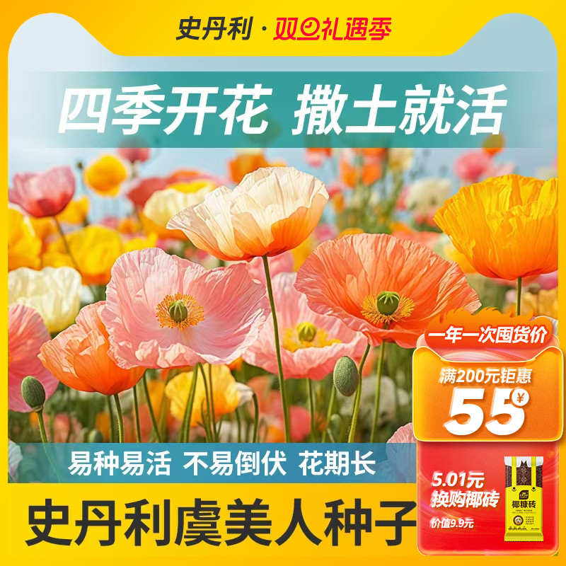 史丹利虞美人花种子混色雪莉冰岛重瓣花籽盆栽易活室内外四季开花