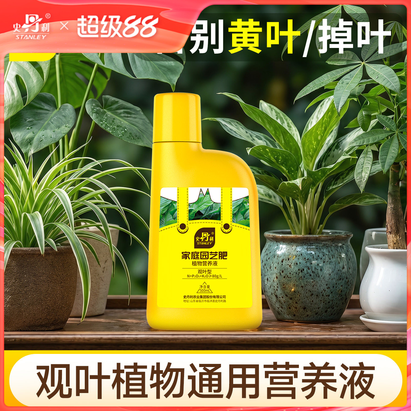 史丹利观叶植物营养液绿植专用肥料发财树黄叶烂根盆栽龟背竹通用