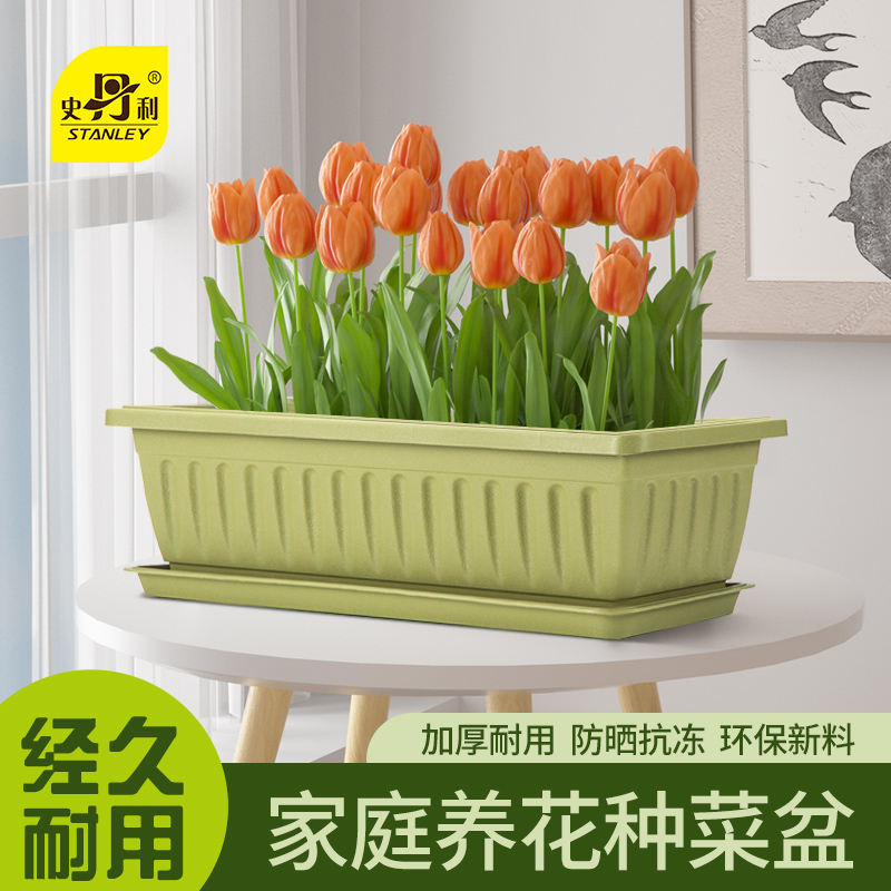 史丹利郁金香阳台种菜盆室内花卉养花种植塑料花盆长方形加厚家庭