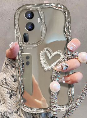 闪钻爱心适用opporeno11pro新款电镀手机壳reno10硅胶proreno9女款高级感reno8防摔全包reno7奶油纹保护套