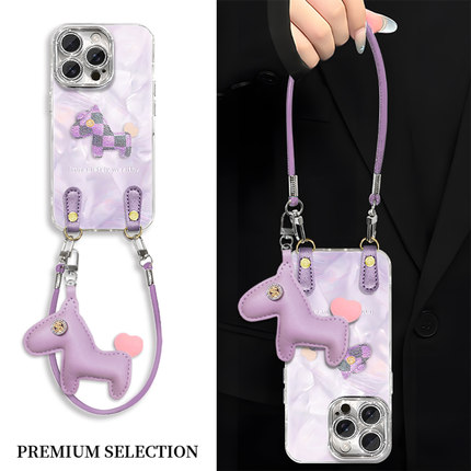 创意紫色马上有钱适用opporeno14手机壳时尚reno11/10潮流reno9/Pro高级感findx8斜跨挂绳findx7女a93s防摔壳