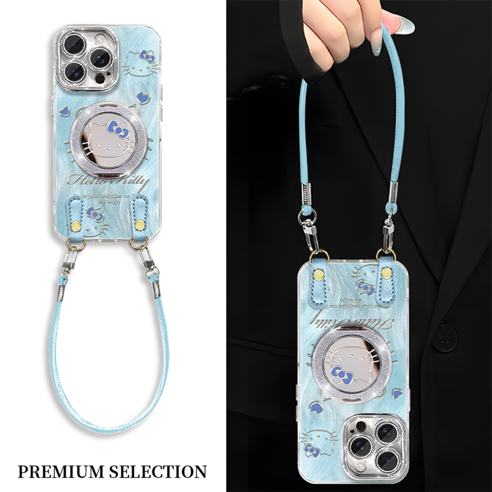 蓝晕染凯蒂猫适用苹果16promax手机壳华为mate60pro防摔pura70羽纱荣耀100女款oppoReno14可爱vivos20小米15