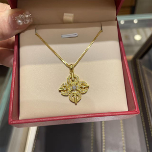 古法金包银点钻镂空十字架金刚杵项链女精致简约百搭吊坠送女友