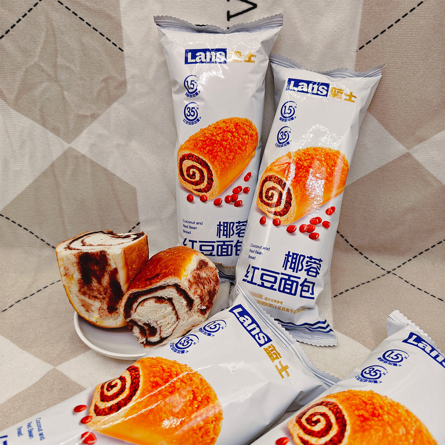 蓝士椰蓉红豆面包100g夹心面包