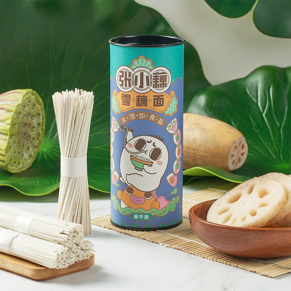 张小藕雪藕面扁平款 营养蔬菜面早餐面儿童面 爽滑清甜方便易煮