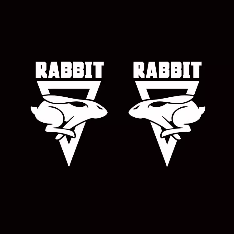 创意酷炫极速兔子暴走奔跑车贴RABBIT三角形镂空汽车电车防水车贴