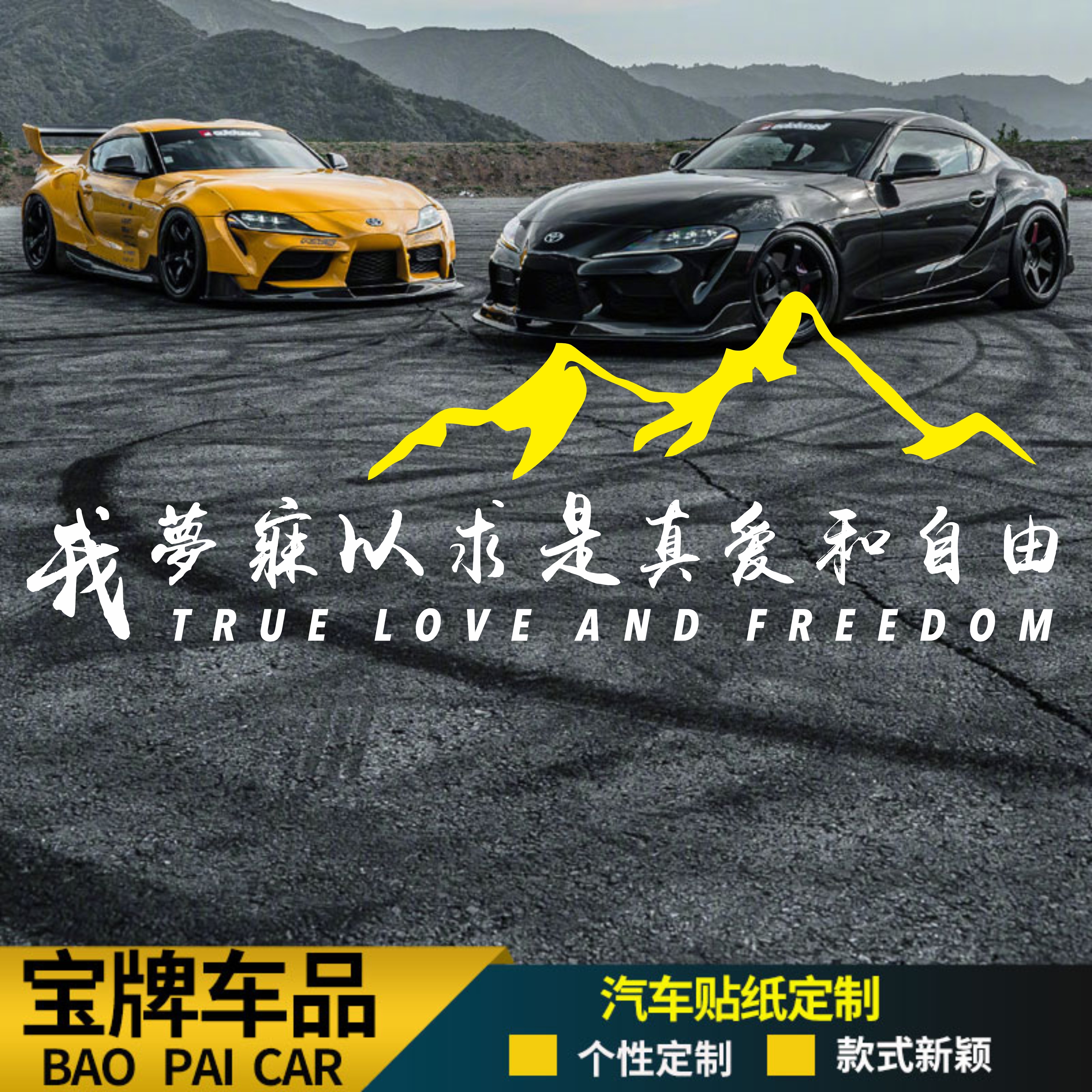 汽车贴纸我梦寐以求是真爱和自由 电动车吉他电脑箱包摩托机车贴