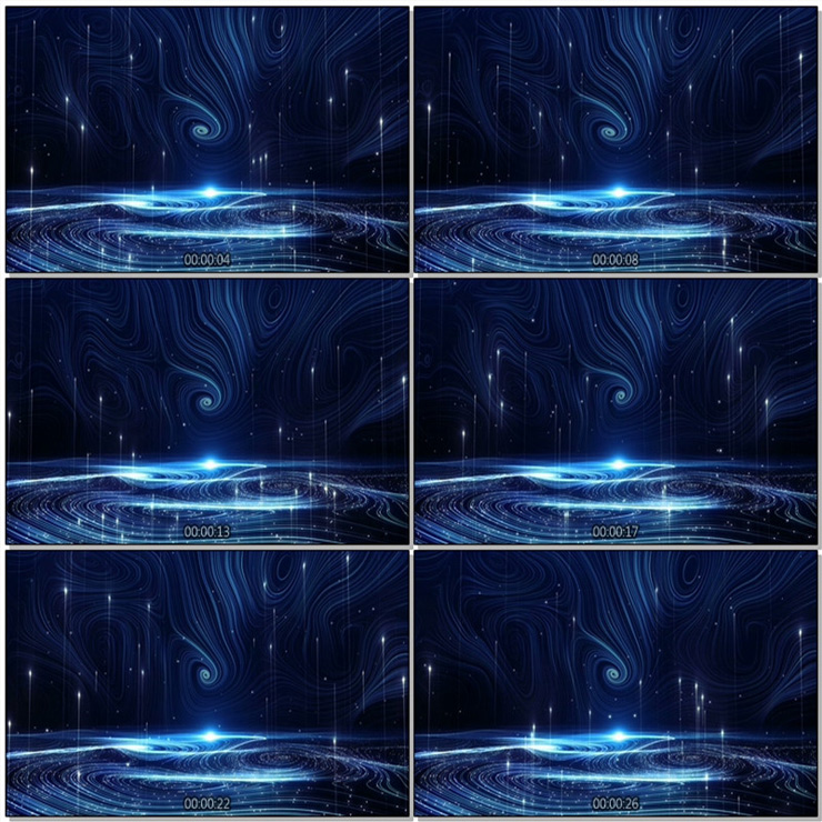 唯美蓝色梦幻写意粒子光线宇宙星空科技 高清舞美舞台LED视频素材