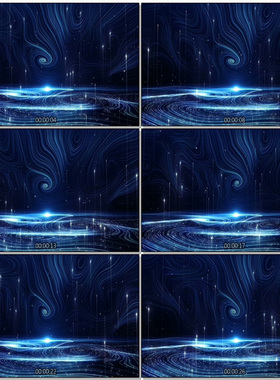 唯美蓝色梦幻写意粒子光线宇宙星空科技 高清舞美舞台LED视频素材