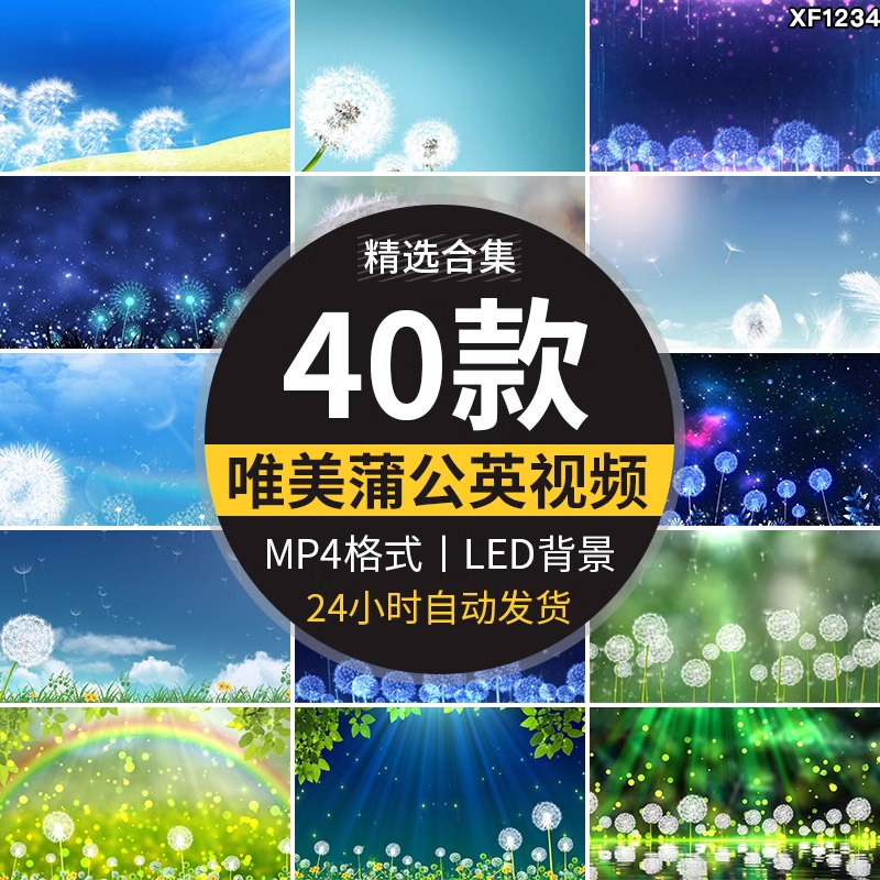 唯美蒲公英飞舞清新蓝天白云led大屏幕背景婚礼晚会动态视频素材