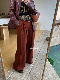 西裤 轻奢低调简约高级垂坠质感打褶直筒拖地裤 2.20晚8 CCCHEUNG