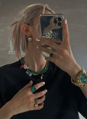 章兮母绿珊瑚国潮复古短项链新款