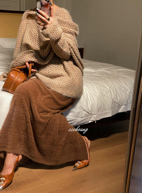 CCCHEUNG 9月20日晚8 狐狸绒质感修身显瘦高弹力针织半裙直筒裙