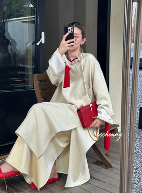 CCCHEUNG11.11 新中式禅意高智感老钱风流苏盘扣长袍双面羊毛大衣