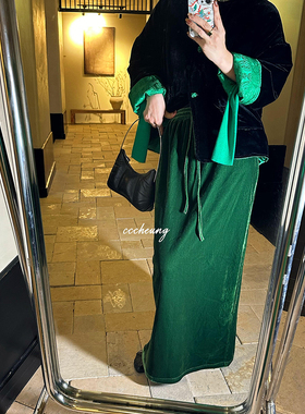 CCCHEUNG 10.22晚8 6色优雅通勤加绒加厚丝绒半裙显瘦直筒裙长裙