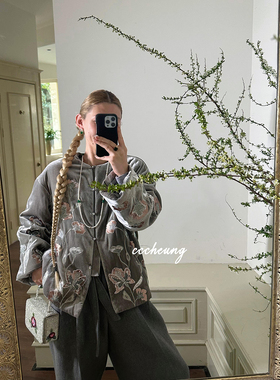 CCCHEUNG 1.10晚8 华丽高级新中式重工亮片刺绣钉珠丝绒棉服外套