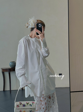 CCCHEUNG3.20晚8 小众设计极简高智感多种穿法围巾领宽松绑带衬衫