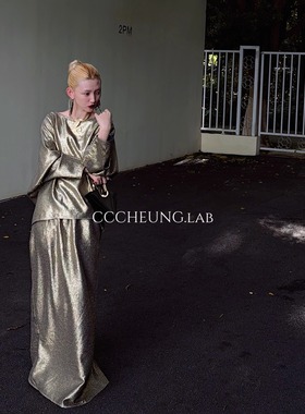 【喜一兮】金枳 秋装长袖宽松上衣+半身裙套装设计师款5DC-J8210