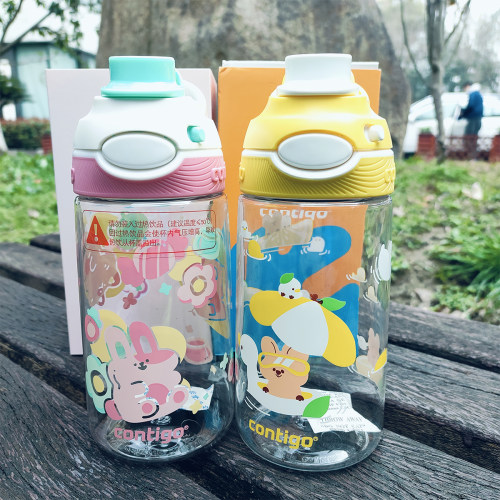 Contigo康迪克儿童吸管水杯塑料鸭嘴杯防漏防摔宝宝水杯400ML