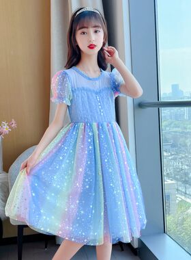 女连衣裙公主裙夏季彩虹