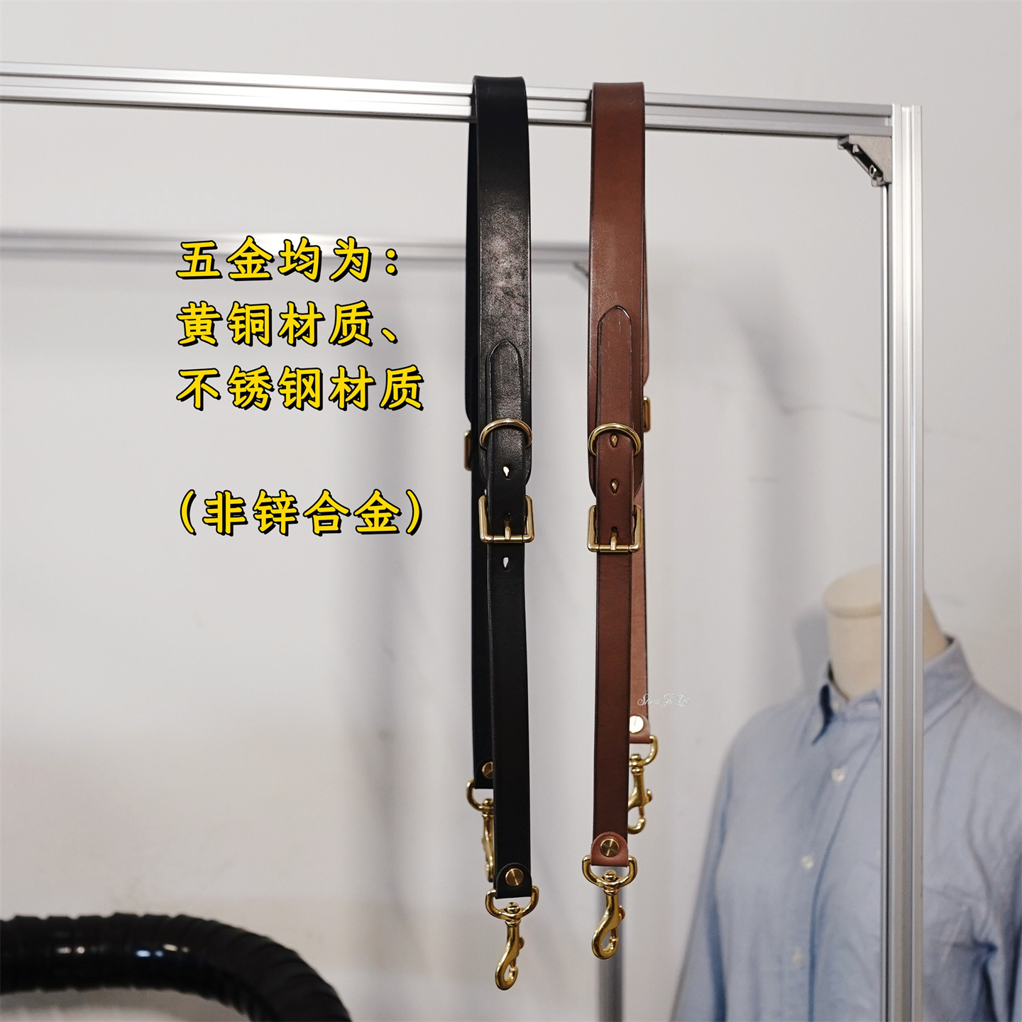 手工舒适百搭背带复古牛皮包带肩带替换斜跨单肩包黄铜不锈钢配件