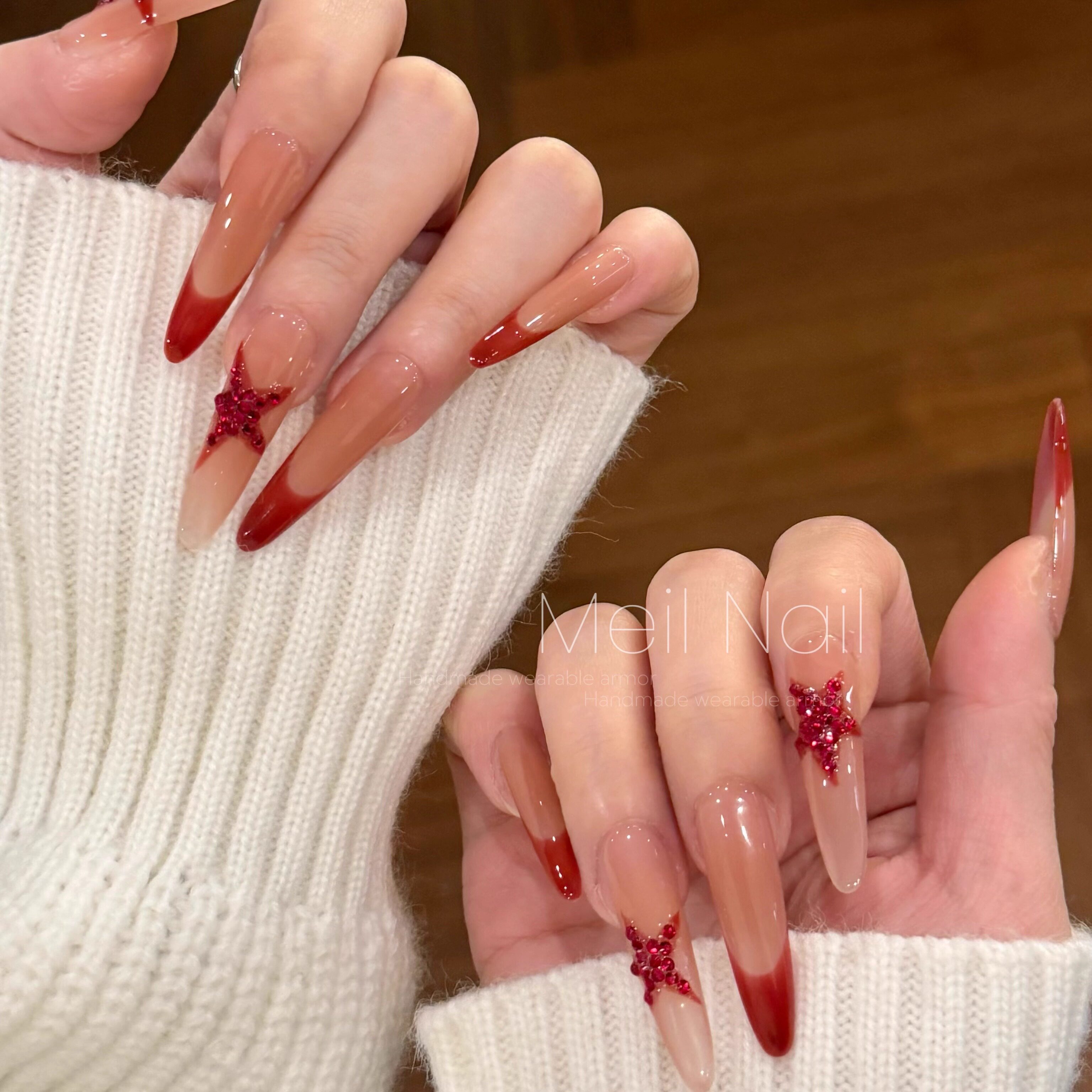 Meil Nail 红色战甲 新年聚会款五角星贴钻纯手工穿戴甲可拆卸,彩妆/香水/美妆工具,穿戴甲/甲片,淘宝优惠券,粉丝福利购,淘宝优惠卷