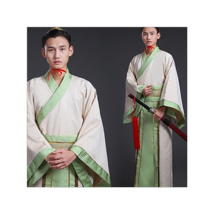 华服唐装古装古代服装汉服学生男男士曲裾书生男黑色汉服直裾深衣
