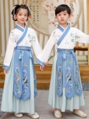 演出 儿童古装 汉服开笔礼男童春秋新款 小学生中国风国学服女童服装