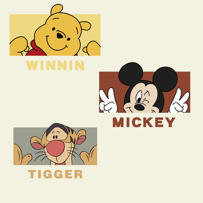 复古卡通跳跳虎米奇维尼熊动漫贴纸划痕遮挡遮盖个性网红车身装饰