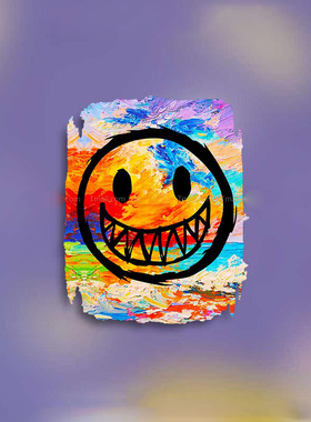 汽车贴纸笑脸彩色油画表情个性创意车身装饰玻璃电动车摩托防水贴