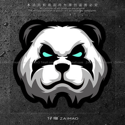 3D卡通凶恶熊猫头创意车贴汽车油箱盖装饰电动摩托车改装防水贴纸