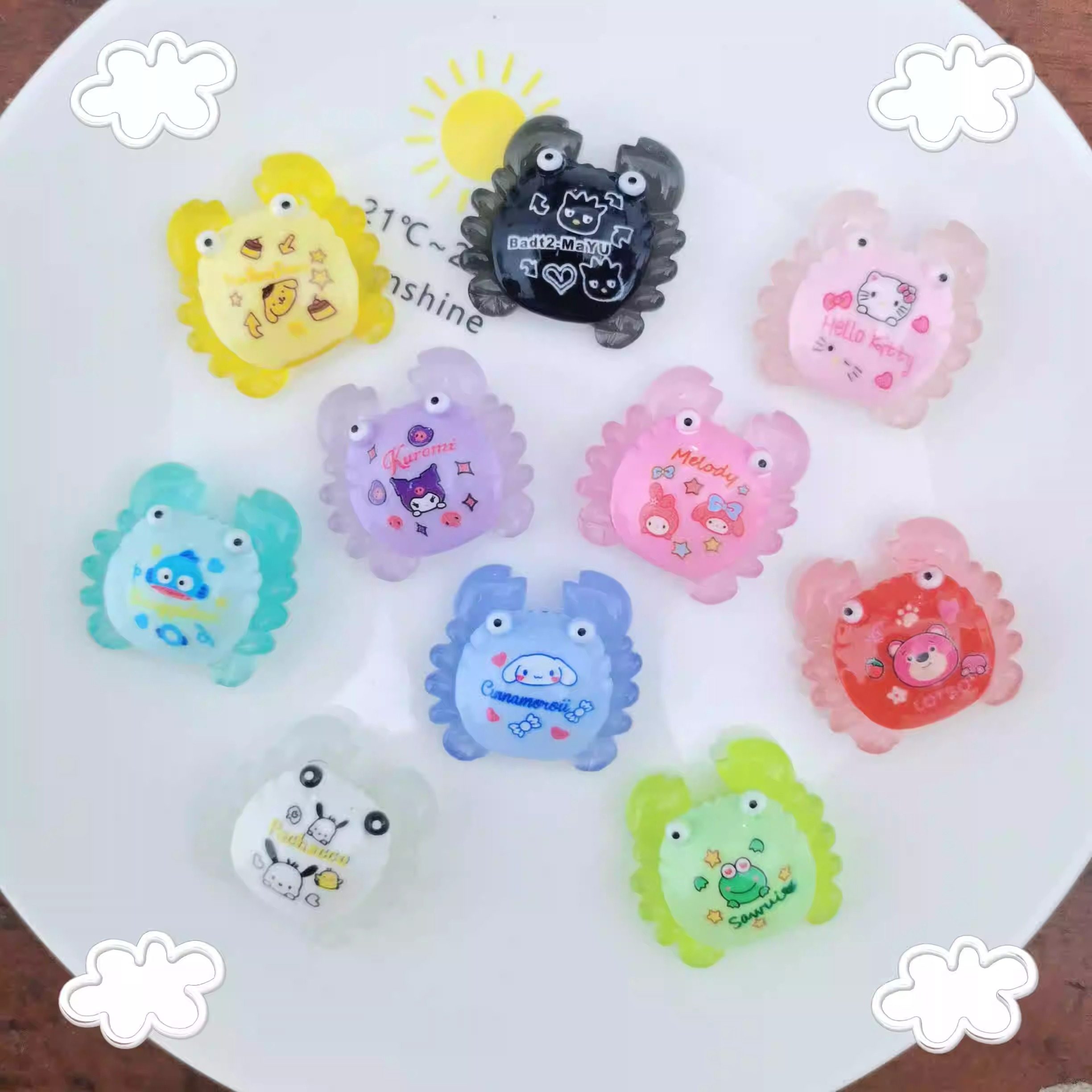 盲袋微景观夜光可爱创意大螃蟹发光卡通水晶对对碰装饰品小摆件